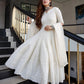 Indian Clothing Malishka Women's White Cotton Chikankari Gown with Dupatta Set - White - Malishka