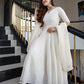 Indian Clothing Malishka Women's White Cotton Chikankari Gown with Dupatta Set - White - Swadesiicart