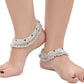 AanyaCentric Silver Plated White Metal Payal Indian Traditional Ethnic Fashion Imitation Jewellery Foot Chain | Swadesiicart