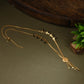 AanyaCentric Gold-Polished Jewelry Combo: Elegant Short Mangalsutra, Finger Ring, and American Diamond Earrings Set