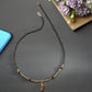 AanyaCentric Gold-Polished Jewelry Combo: Elegant Short Mangalsutra, Finger Ring, and American Diamond Earrings Set