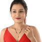 AanyaCentric Gold-Polished Jewelry Combo: Elegant Short Mangalsutra, Finger Ring, and American Diamond Earrings Set
