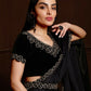 Aafreen Partywear Designer Black Satin Chiffon Fancy Saree