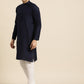 Sojanya Men Navy Blue Solid Straight Kurta | Swadesiicart