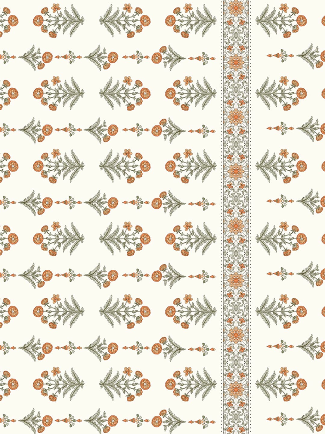 CHHAVI INDIA Cream-Coloured & Orange Floral Ultra Soft 210 TC Bedsheet with Pillow Covers - Swadesiicart