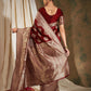 Sangria Maroon Ethnic Motifs Woven Design Zari Banarasi Saree | Swadesiicart
