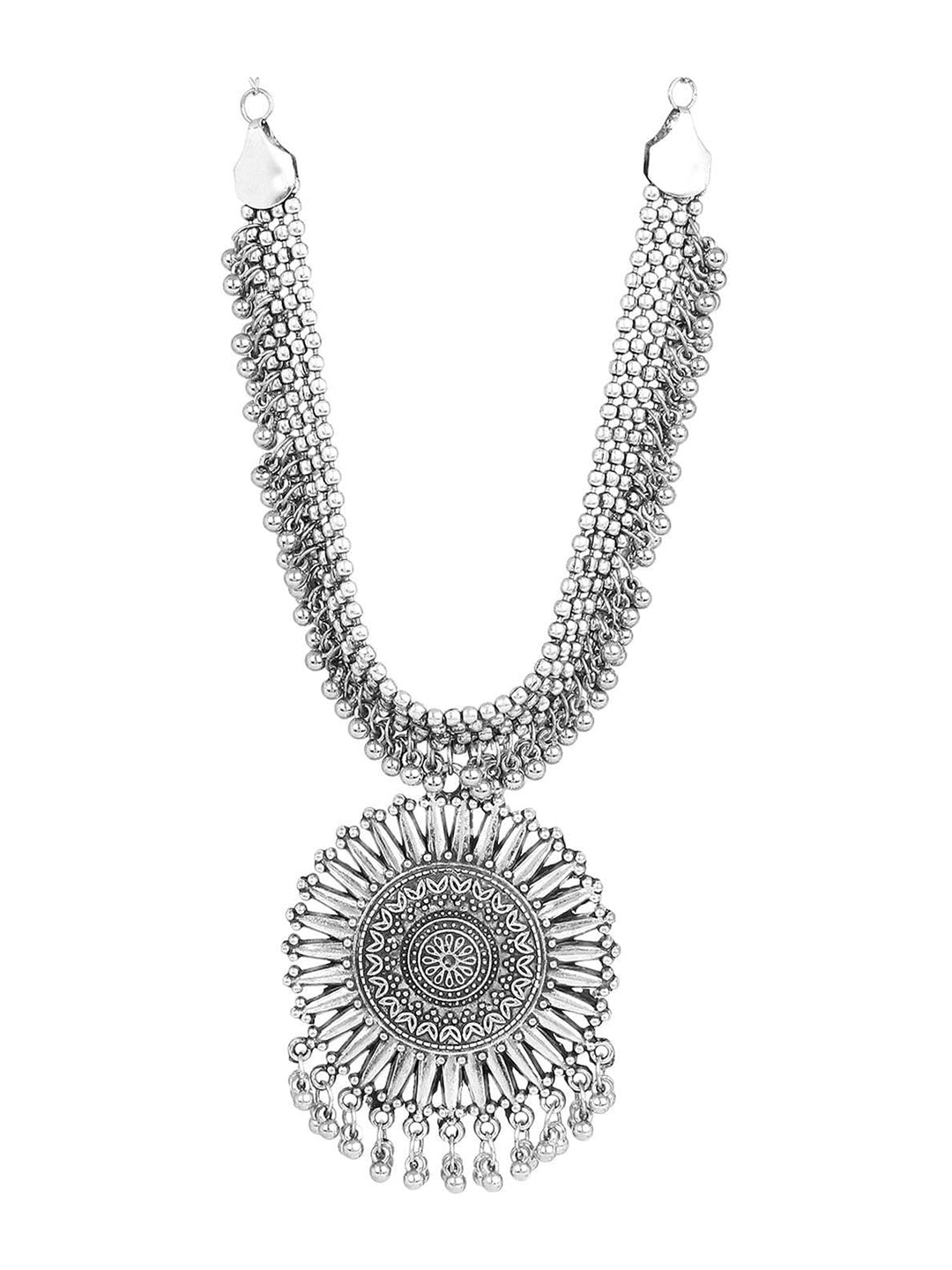 Cardinal Oxidized Silver-Toned Long Jewellery Set - Swadesiicart