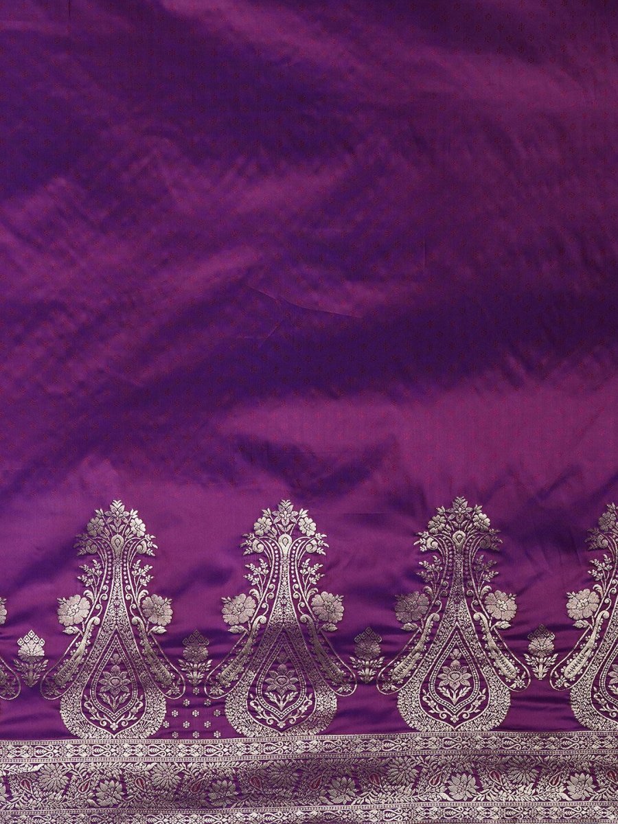 Anouk Purple & Gold-Toned Ethnic Motifs Woven Design Zari Banarasi Saree | Swadesiicart