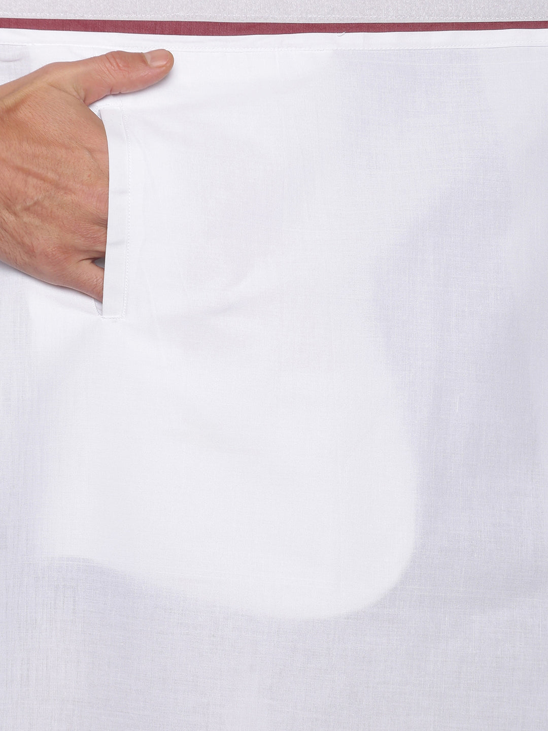 Sethukrishna Mens White Solid Cotton Readymade Dhoti | Swadesiicart