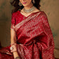 Sangria Red & Gold Toned Ethnic Motifs Woven Design Zari Banarasi Saree | Swadesiicart