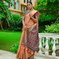 Vishnu Weaves Women's Orange Linen Cotton Bandhani Woven Saree with Blouse - Swadesiicart