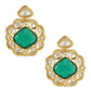 Green Gold-Polished Kundan Studs Earrings - Ruby Raang | Swadesiicart