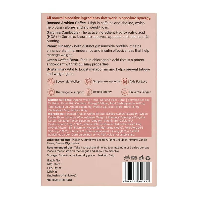 Wellbeing Nutrition Melts Slim Espresso Strips - Vanilla Flavor | Swadesiicart
