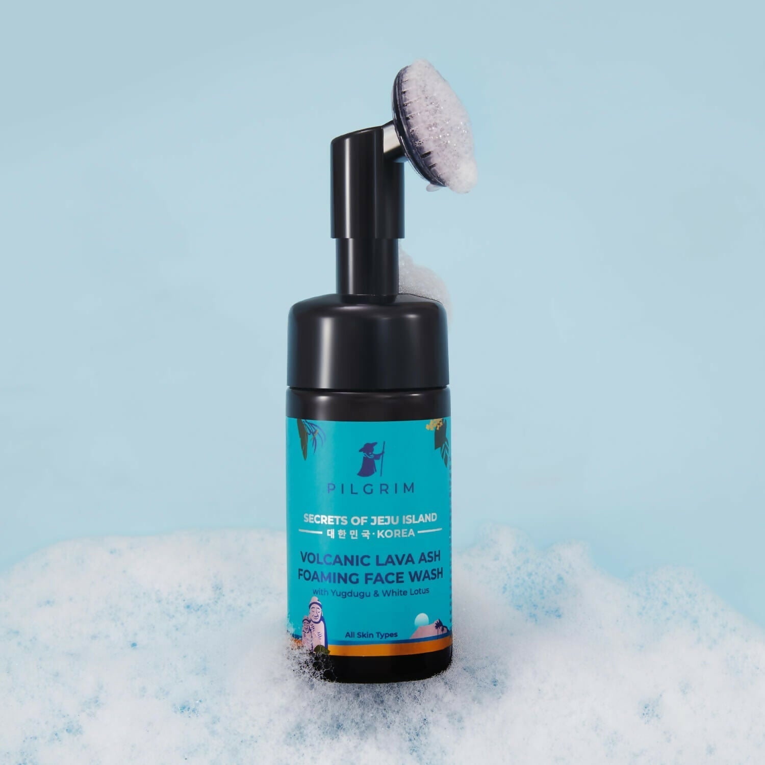 Pilgrim Volcanic Lava Ash Foaming Face Wash with Brush - Limited Time Offer - Swadesiicart