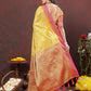 Lorenvalley Fashion Yellow Kanjivaram Silk Woven Design with Zari Weaving Saree - Swadesiicart