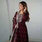 Joban Fashion Wine Kurta Set Silk Sequence Embroidery Work - Swadesiicart