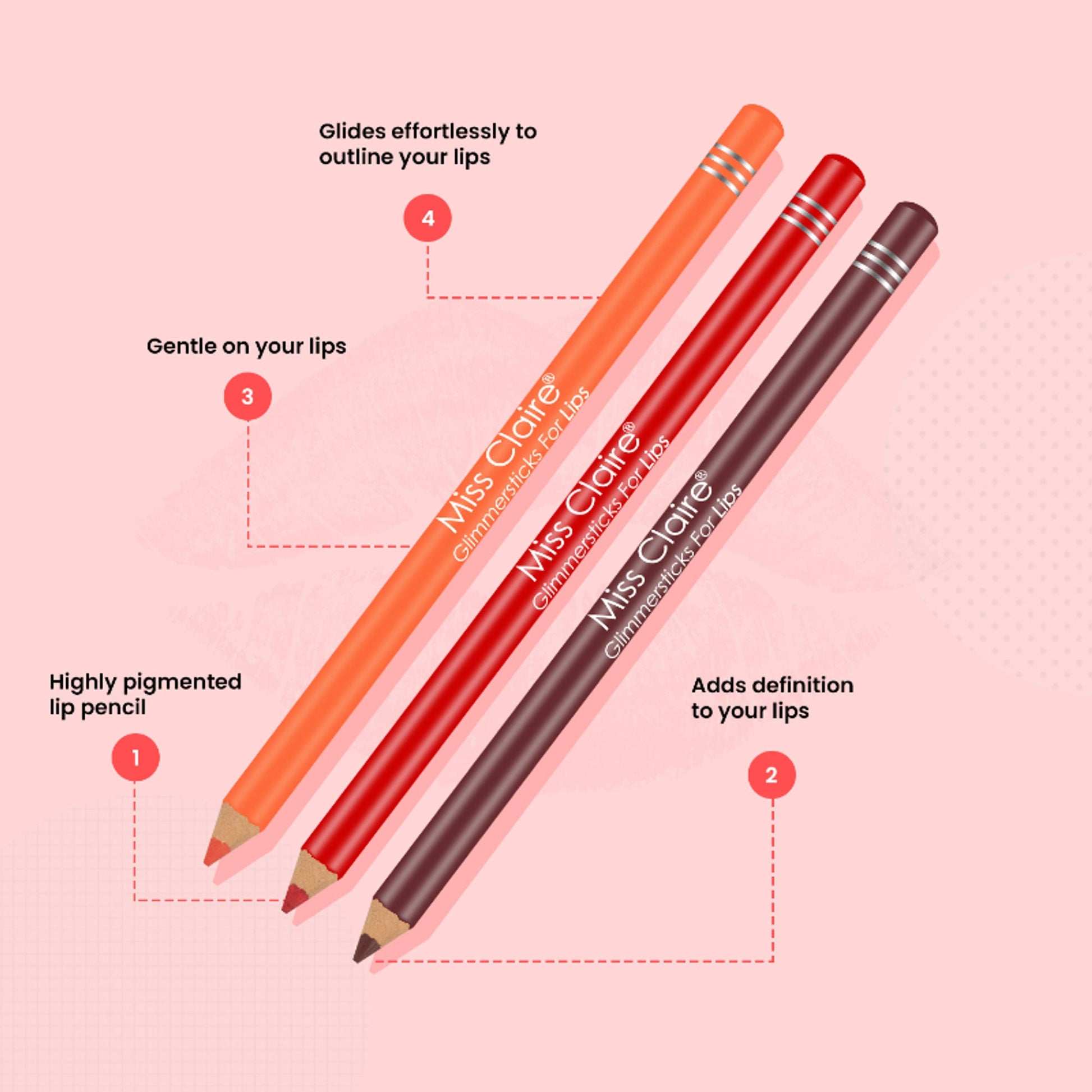 Miss Claire Glimmersticks For Lips - Deep Maroon L-16 | Swadesiicart