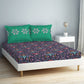 SPACES Aurum Blue Ethnic Motifs Pure Cotton140 TC Queen Bedsheet with 2 Pillow Covers - Swadesiicart