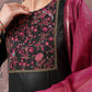 Vishudh Black Yoke Design Thread Work Kurta with Trouser & Dupatta - Swadesiicart