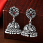 Yellow Chimes Silver-Plated Kolhapuri Peacock Design Jhumkas Earrings | Swadesiicart