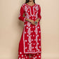HOUSE OF KARI Floral Embroidered Chikankari Cotton A-Line Kurta | Swadesiicart