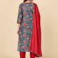 NOZ2TOZ Women's Printed & Gota Patti Work Straight Cotton Blue Kurta Pant With Dupatta (3Pcs Set) - Swadesiicart