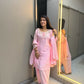 Anaita Baby Pink Crape Readymade Kurti Set with Beads Sequence Work