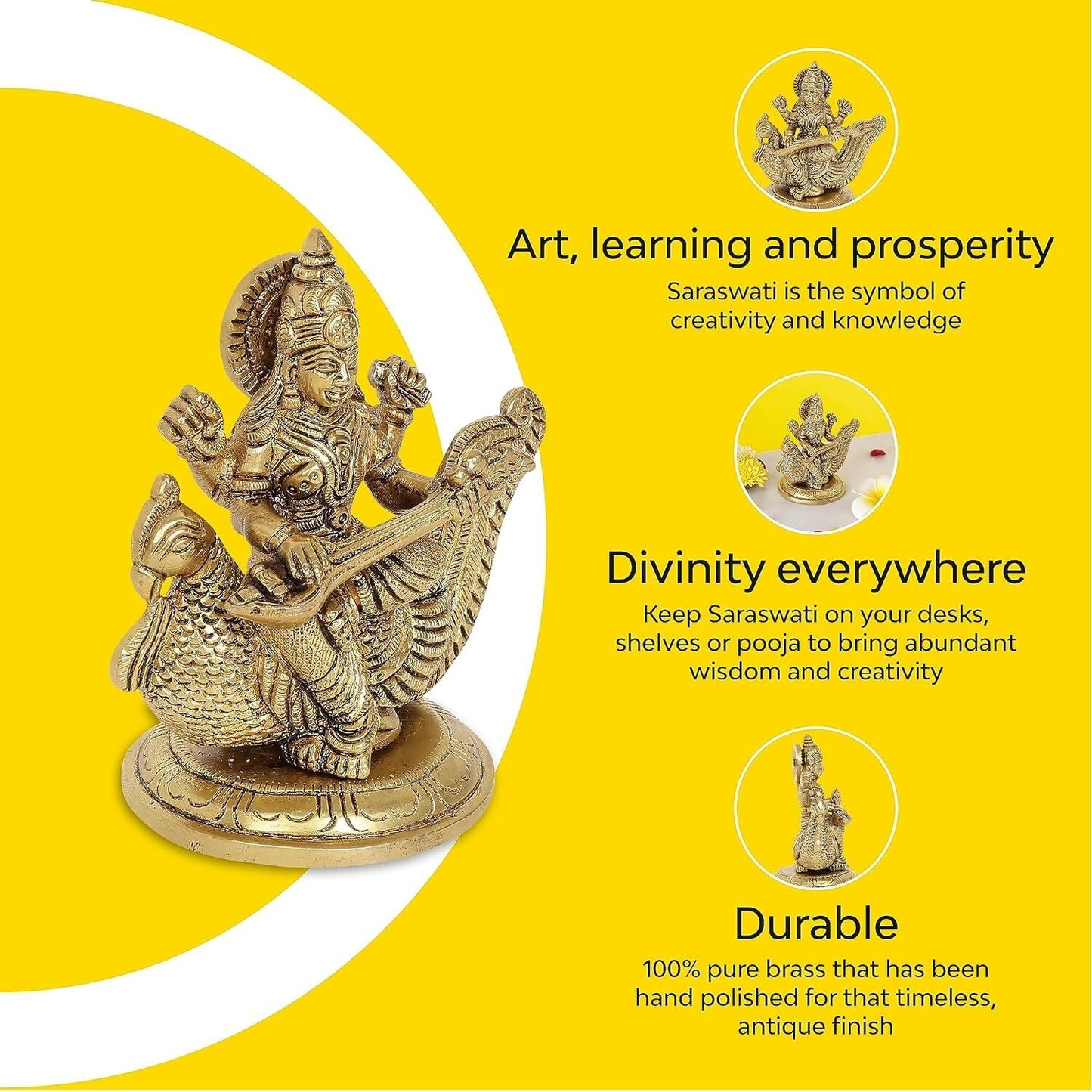 10Club Goddess Saraswati Idol - Swadesiicart