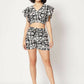 Black Crepe Floral Printed Top with Matching Shorts Set - Shivani
