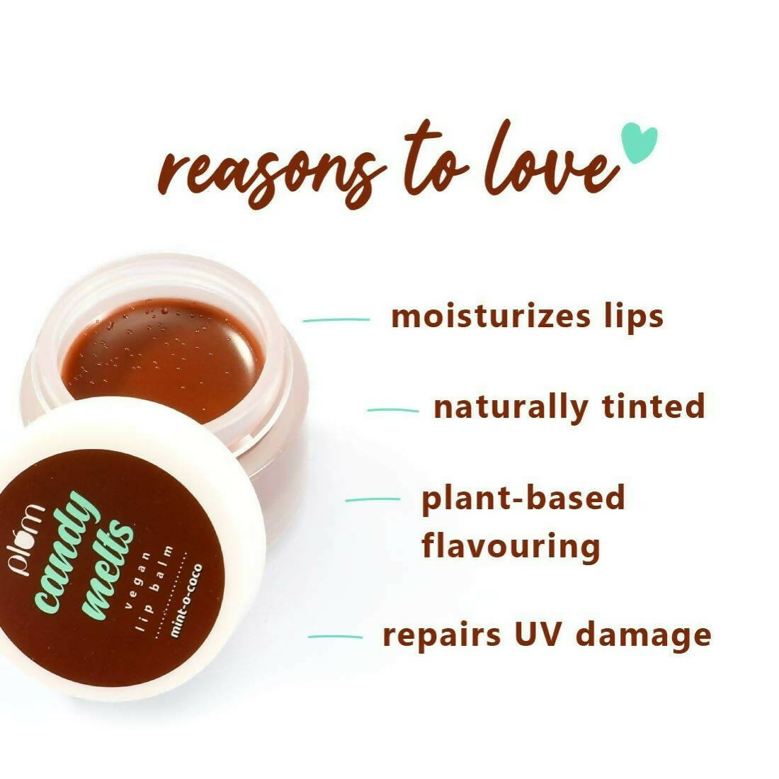 Plum Candy Melts Vegan Lip Balm - Mint-o-Coco - Swadesiicart