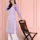 ADA Women Purple & White Ethnic Motifs Embroidered Chikankari Georgette Kurta | Swadesiicart
