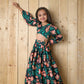 Aayaa Designer Printed Chinon Crochet Sequance Kids Lehenga Choli - Green
