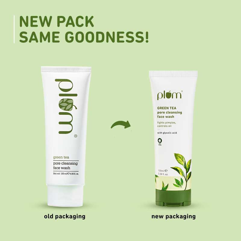Plum Green Tea Pore Cleansing Face Wash With Glycolic Acid - Fights Acne & Oil For Clear Skin - Swadesiicart