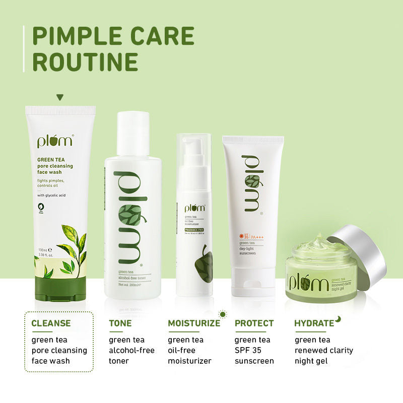 Plum Green Tea Pore Cleansing Face Wash With Glycolic Acid - Fights Acne & Oil For Clear Skin - Swadesiicart