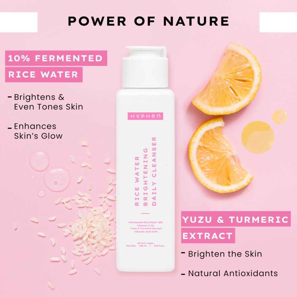 Hyphen By Kriti Sanon Rice Water Face Brightening Daily Cleanser, Reduce Pigmentation & Dark Spots, Brightens & Even Tones Skin, Moisturizes Skin - Swadesiicart