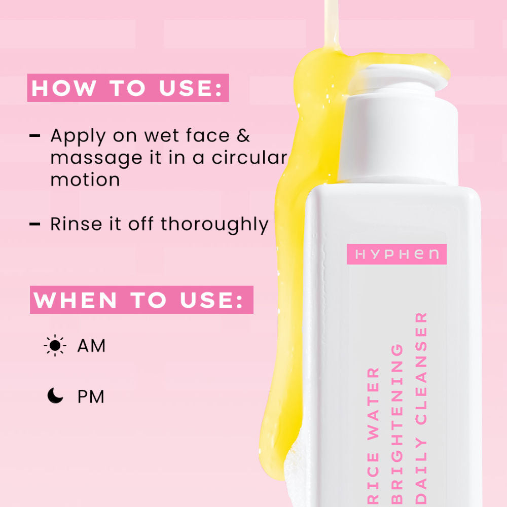 Hyphen By Kriti Sanon Rice Water Face Brightening Daily Cleanser, Reduce Pigmentation & Dark Spots, Brightens & Even Tones Skin, Moisturizes Skin - Swadesiicart