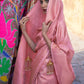 Mitera Pink & Gold-Toned Ethnic Motifs Zari Silk Blend Banarasi Saree | Swadesiicart