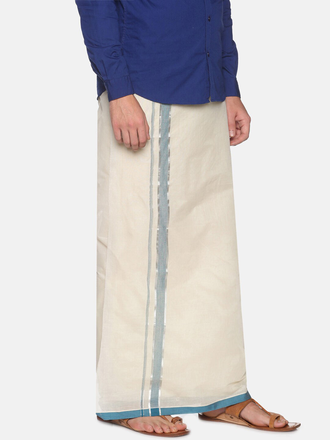 Sethukrishna Mens Off White Traditional Kerala Double Mundu | Swadesiicart