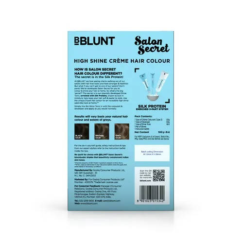 BBlunt Salon Secret High Shine Crème Hair Colour Chocolate Dark Brown - Limited Time Offer - Swadesiicart
