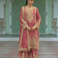 Anaita Coral Heavy Chinon Readymade Palazzo Suit with Heavy Embroidery Work