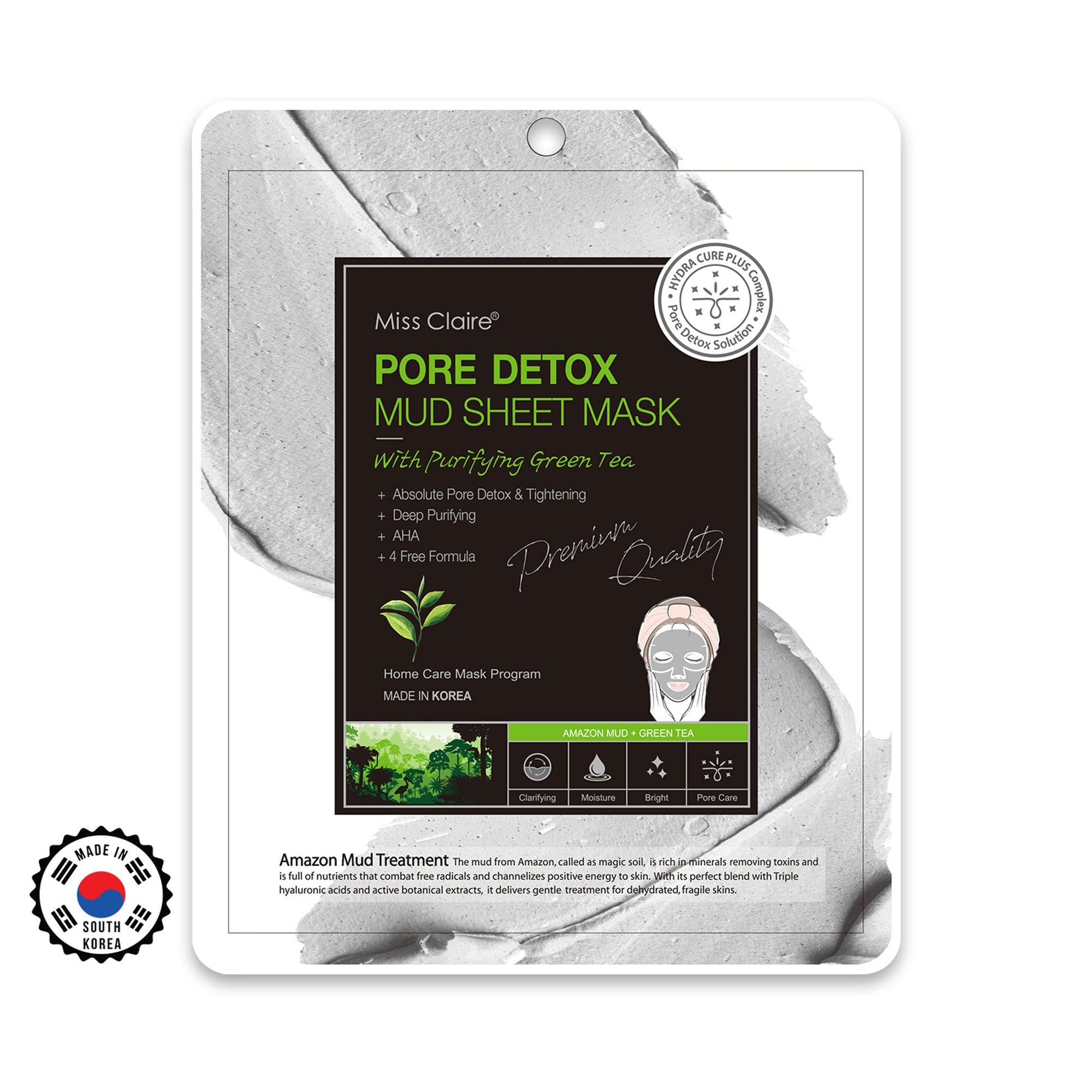 Miss Claire Pore Detox Mud Sheet Mask With Purifying Green Tea | Swadesiicart