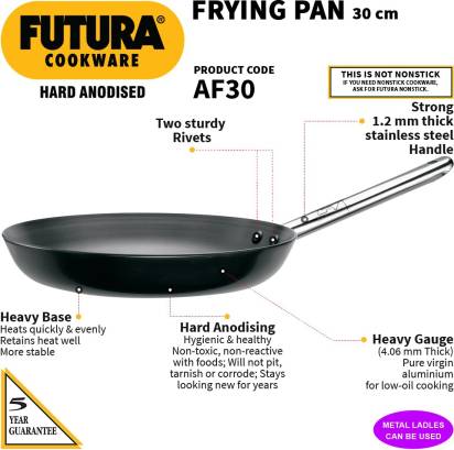 Hawkins Futura Hard Anodised Frying Pan 30 cm Diameter 1 L (AF30) - Swadesiicart