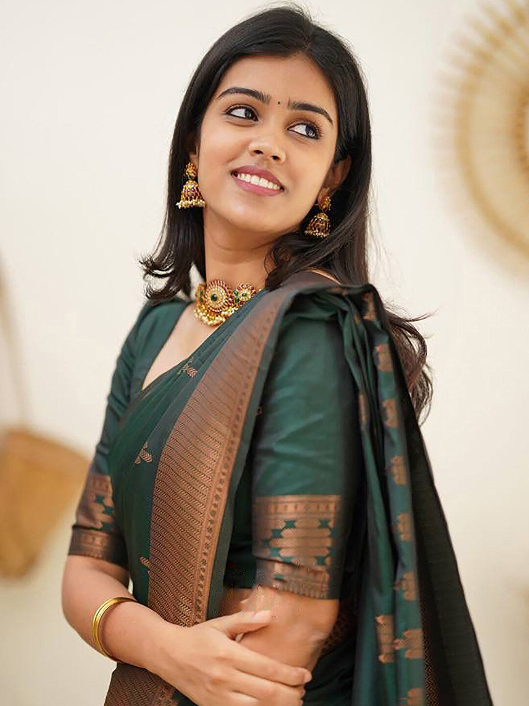 Kalini Woven Design Ethnic Motifs Zari Banarasi Saree | Swadesiicart