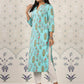 Ode by House of Pataudi Floral Printed Mandarin Collar Pure Cotton Kurta - Swadesiicart