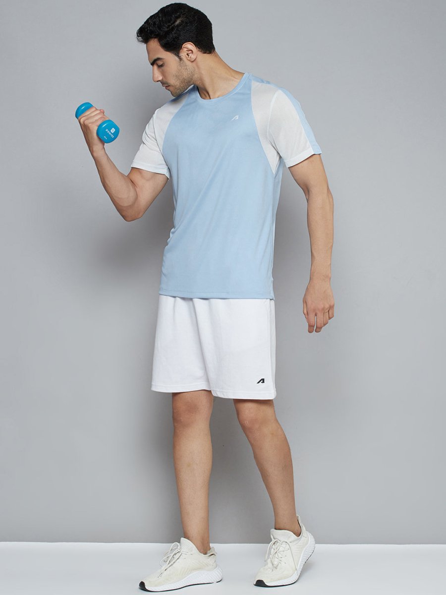 Alcis Men Blue Solid Slim Fit T-shirt | Swadesiicart