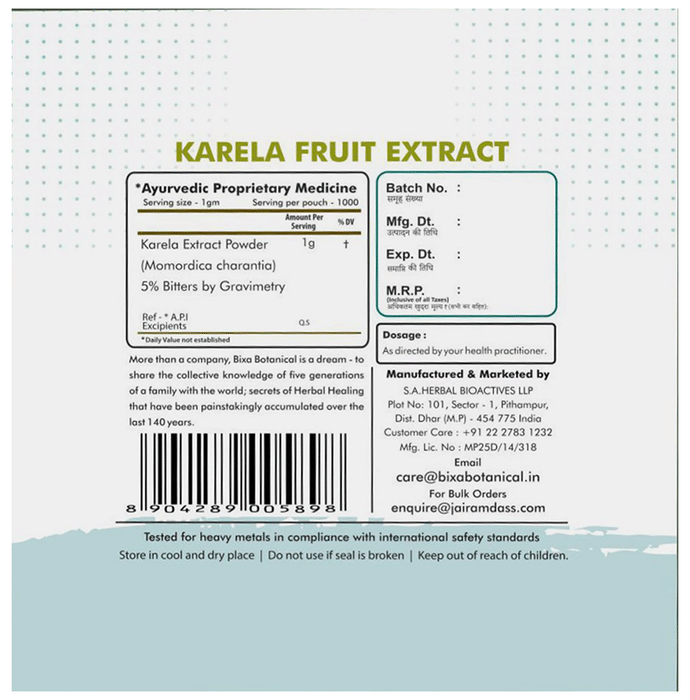 Bixa Botanical Karela Fruit Extract Powder | Swadesiicart