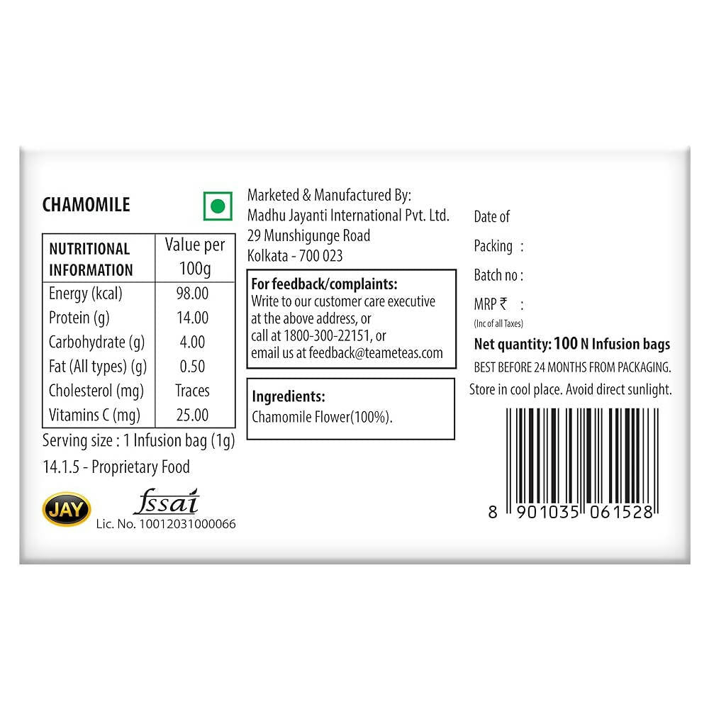 TE-A-ME Unwind Chamomile Herbal Tea Bags - Swadesiicart