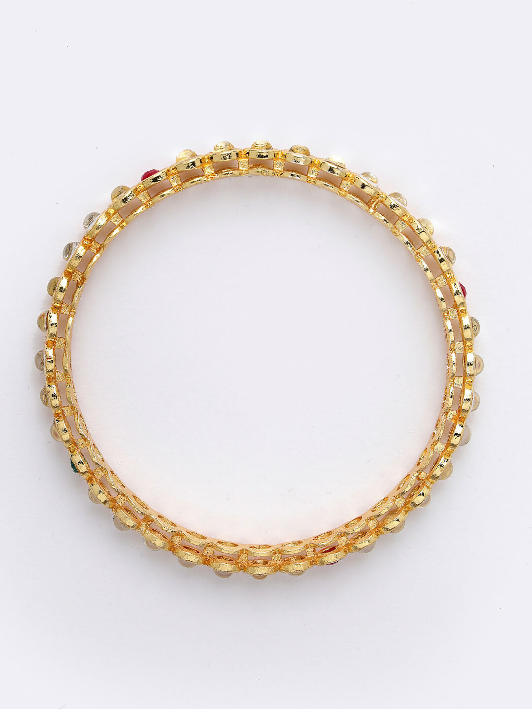 NVR Women Set of 4 Gold-Polished Kundan Studded Bangles - Swadesiicart