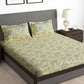 Story@home Cream-Coloured & Grey Floral Microfiber 180 TC Bedsheet & Pillow Cover - Swadesiicart