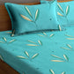 Home Sizzler Turquoise Blue & White Floral 144 TC Polyester 1 Queen Bedsheet with 2 Pillow Covers - Swadesiicart